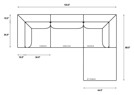 4-Piece Modular Classic Sectional Dimensions