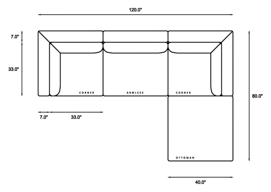 4-Piece Modular Classic Sectional Dimensions