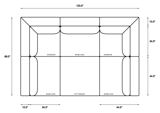 6-Piece Oversized Modular Daybed Dimensions