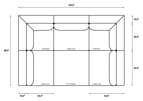 6-Piece Oversized Modular Daybed Dimensions
