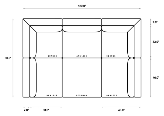 6-Piece Oversized Modular Daybed Dimensions