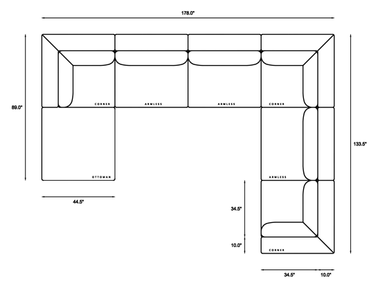 7-Piece Oversized Modular Sectional Dimensions