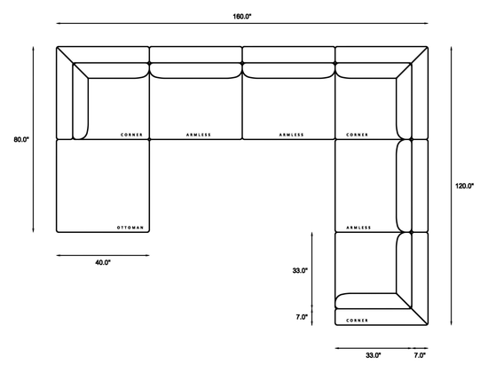 7-Piece Oversized Modular Sectional Dimensions