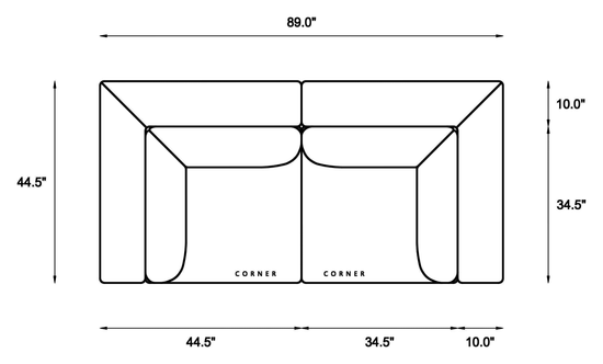 2-Piece Modular Loveseat Dimensions