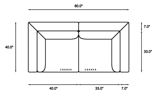 2-Piece Modular Loveseat Dimensions