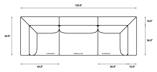 3-Piece Modular Sofa Dimensions