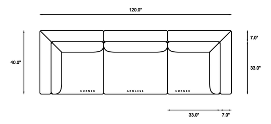 3-Piece Modular Sofa Dimensions
