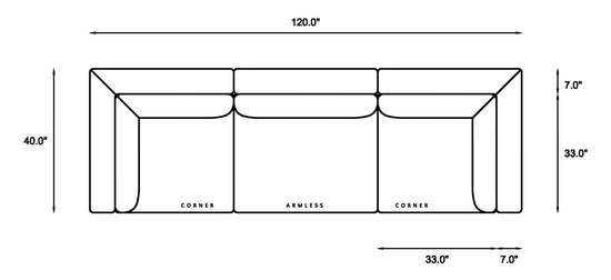 3-Piece Modular Sofa Dimensions