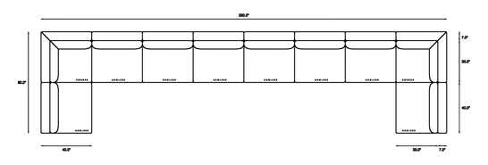 10-piece Oversized Modular Sectional (U-Shape) Dimensions