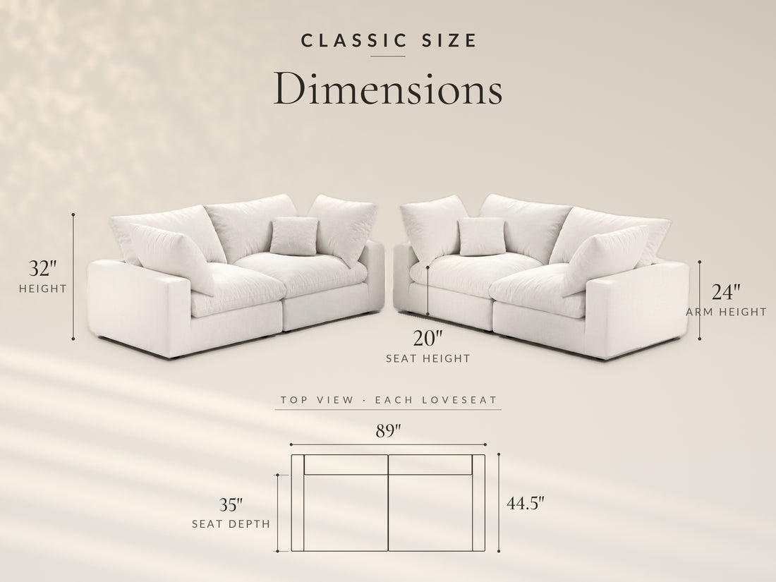 Double Loveseat, Classic size dimensions