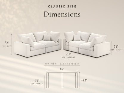 Double Loveseat, Classic size dimensions