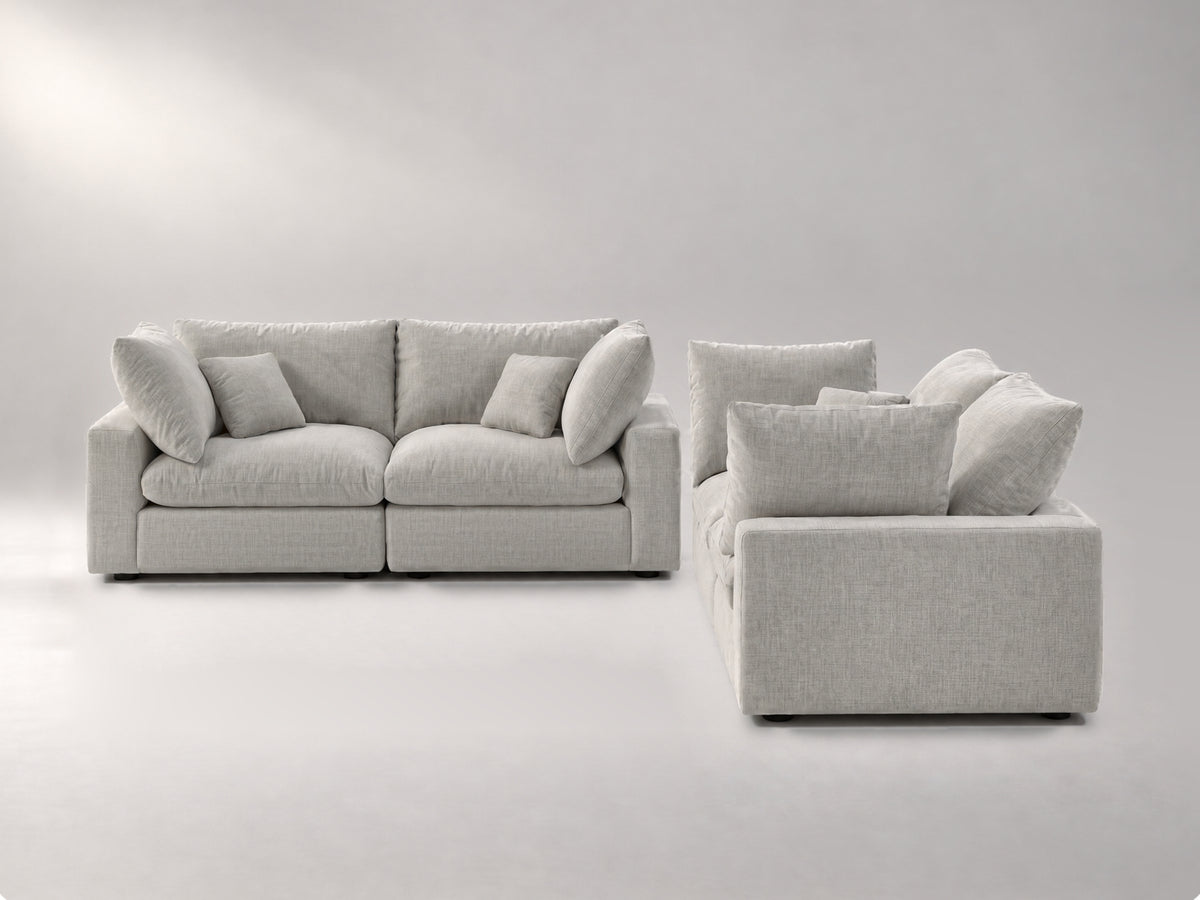 Double Loveseat in Grey, front view | Garelli
