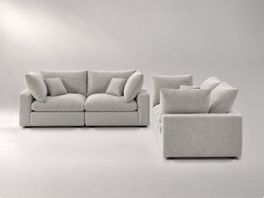 Double Loveseat in Grey, front view | Garelli