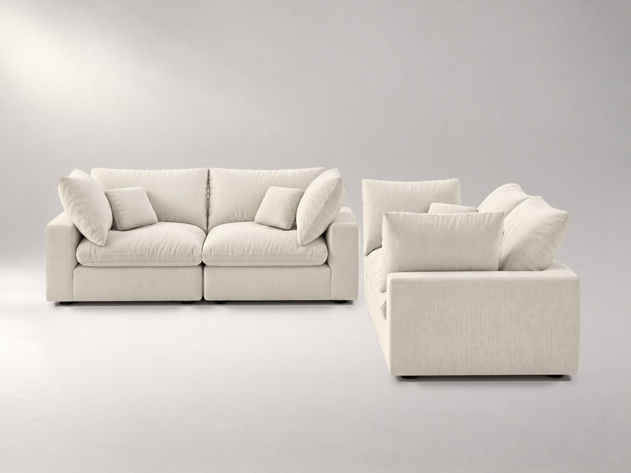 Double Loveseat in Ivory, front view | Garelli