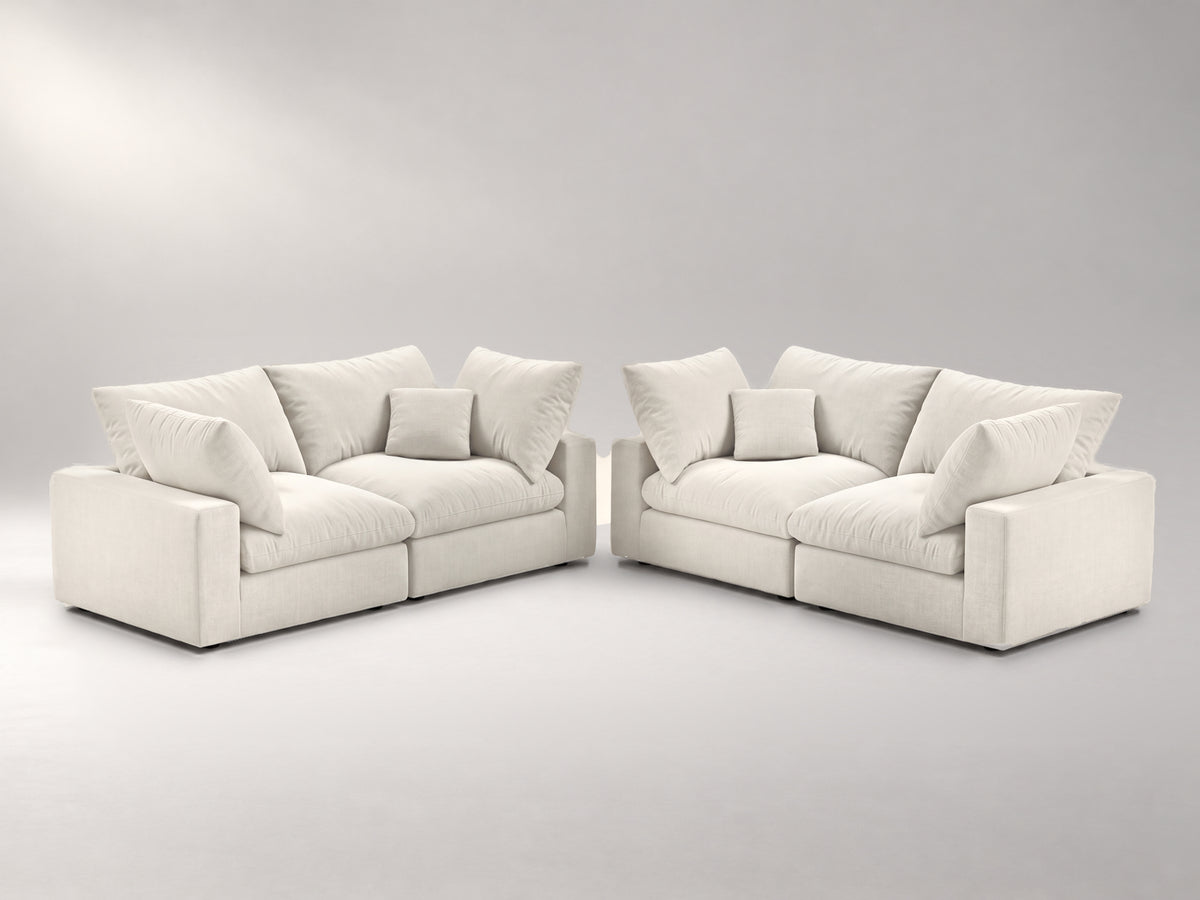 Double Loveseat in Ivory, left view | Garelli