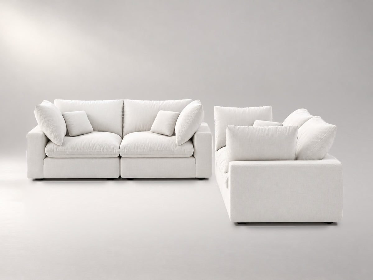 Double Loveseat in Off-White, front view | Garelli