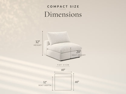 Modular Armless Chair, Compact size dimensions