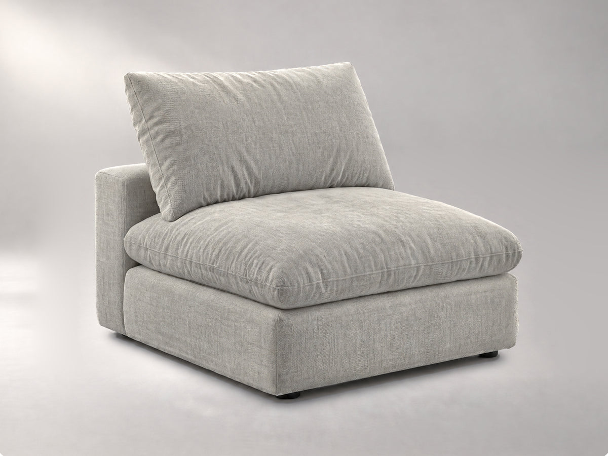 Modular Armless Chair in Grey, left view | Garelli