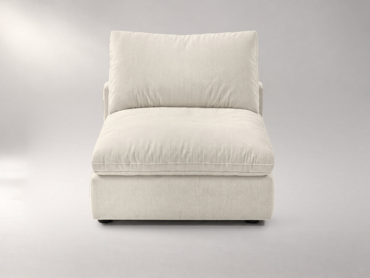 Modular Armless Chair in Ivory, front view | Garelli
