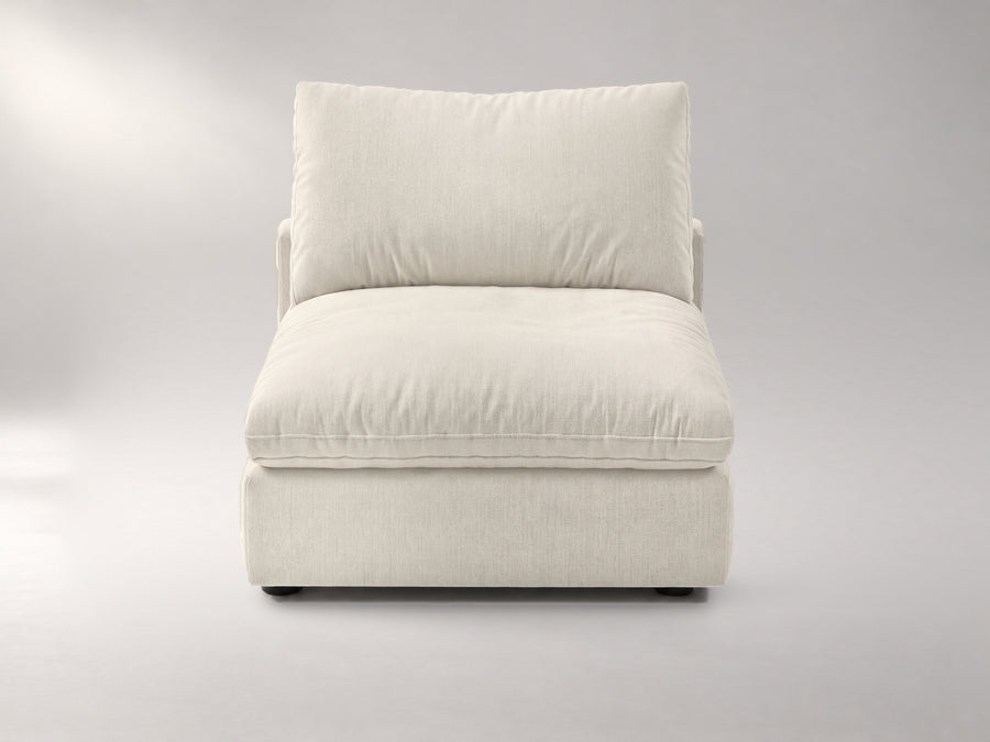 Modular Armless Chair in Ivory, front view | Garelli