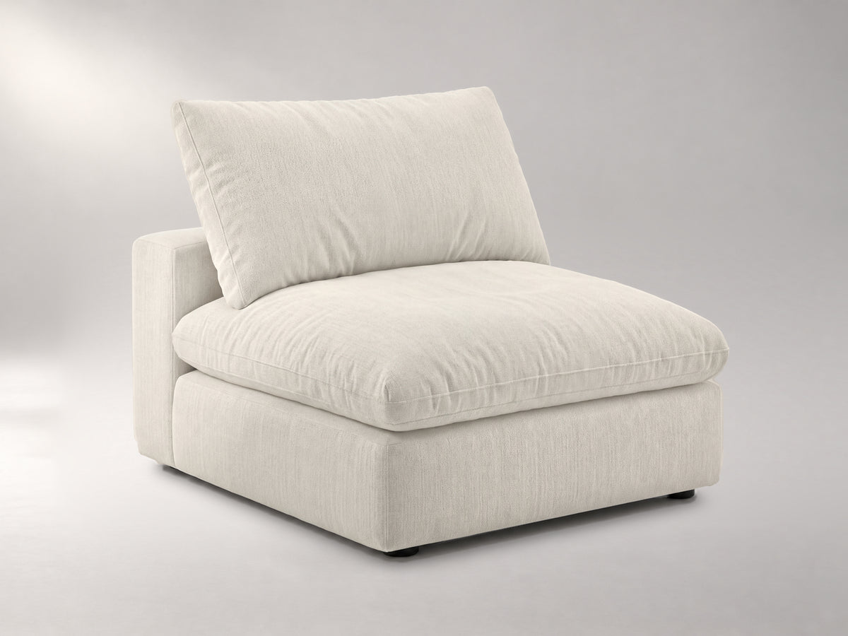 Modular Armless Chair in Ivory, left view | Garelli