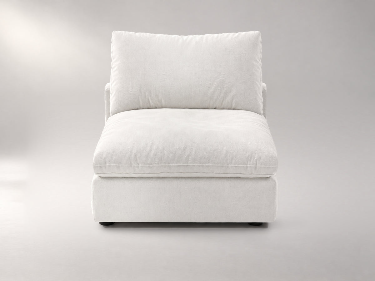 Modular Armless Chair in Off-White, front view | Garelli