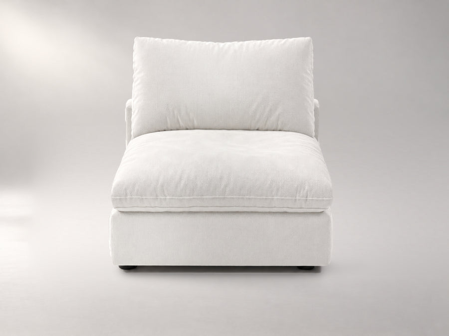 Modular Armless Chair in Off-White, front view | Garelli