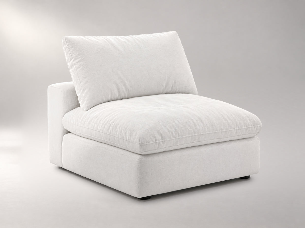 Modular Armless Chair in Off-White, left view | Garelli