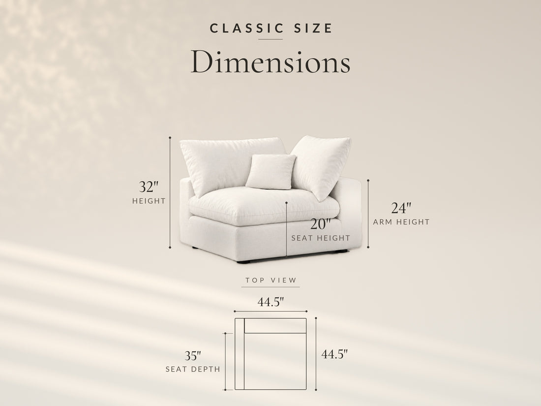 Modular Corner Chair, Classic size dimensions