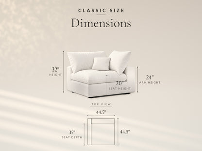 Modular Corner Chair, Classic size dimensions
