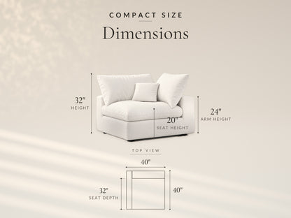 Modular Corner Chair, Compact size dimensions