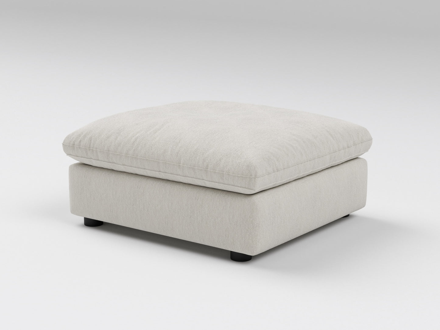 Ivory Ottoman – Left Side Angle – Modular Sofa Section