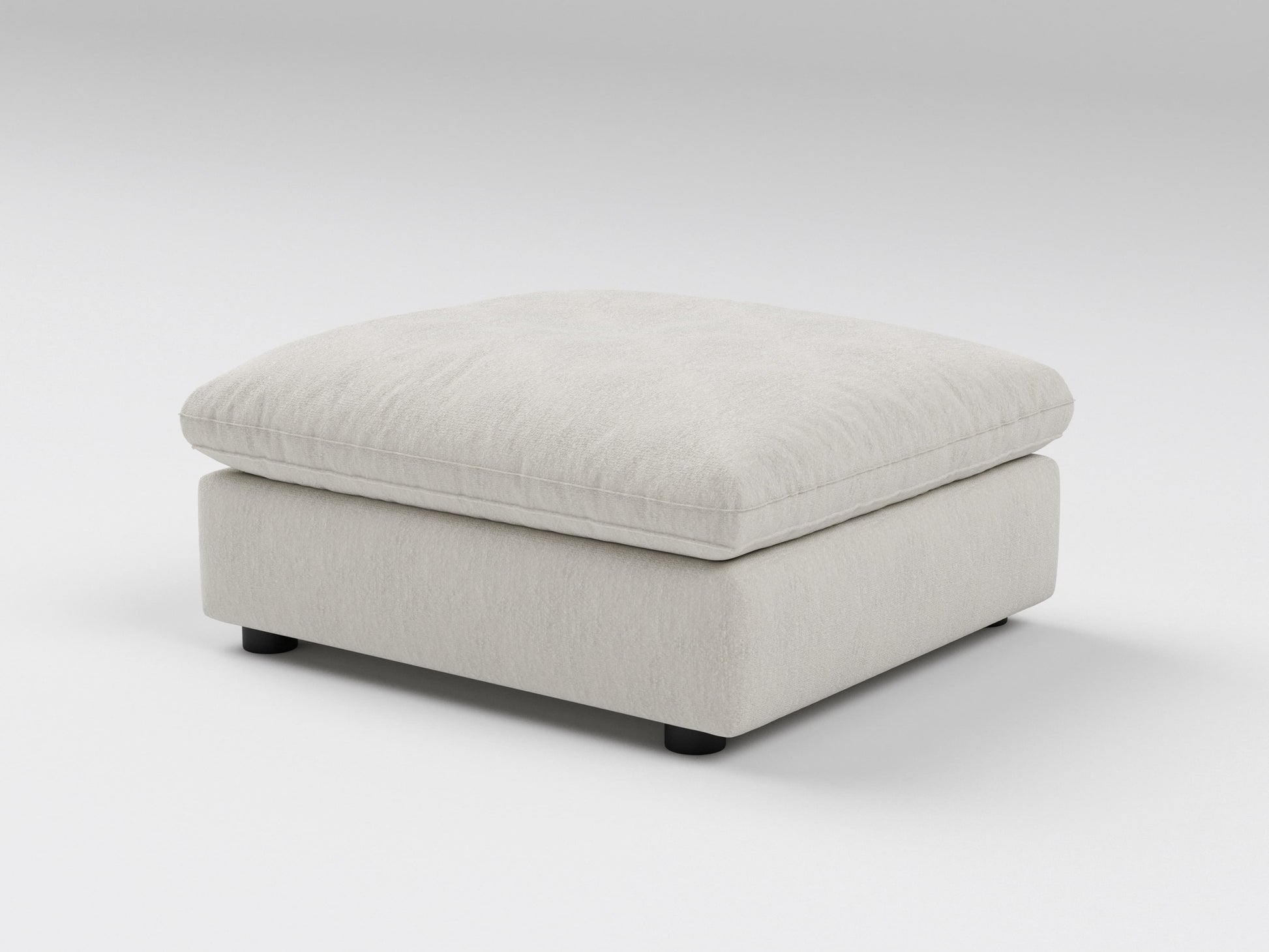 Ivory Ottoman – Left Side Angle – Modular Sofa Section