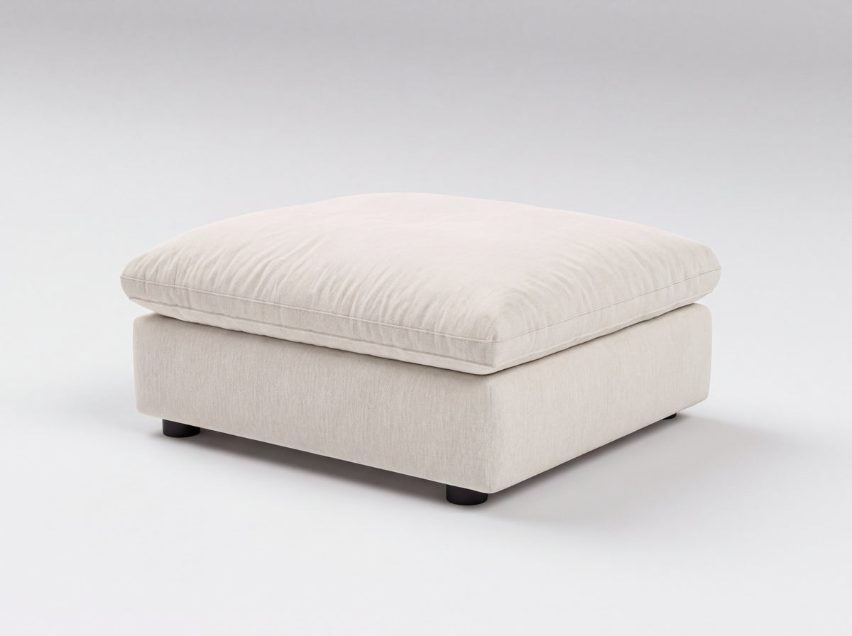 Modular Ottoman in Ivory, right view | Garelli