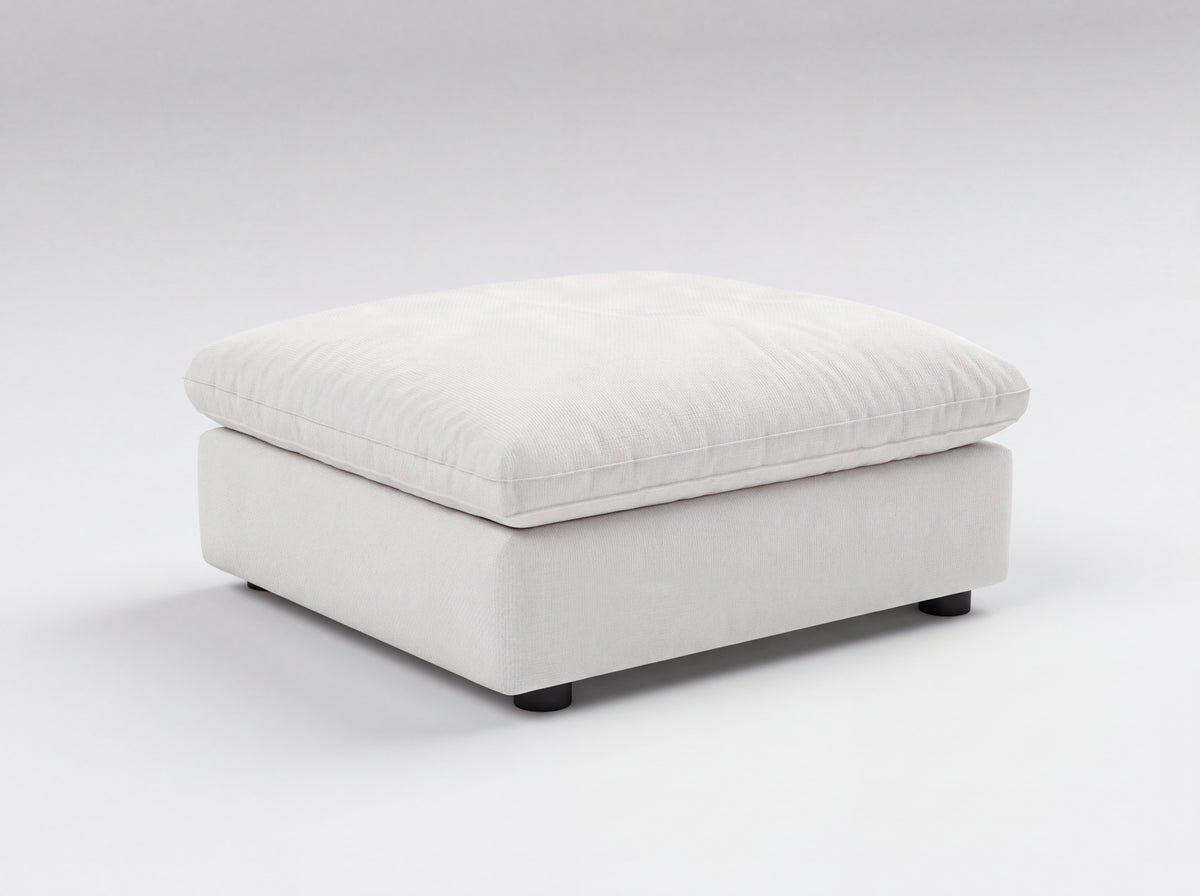 Modular Ottoman in Off-White, left view | Garelli