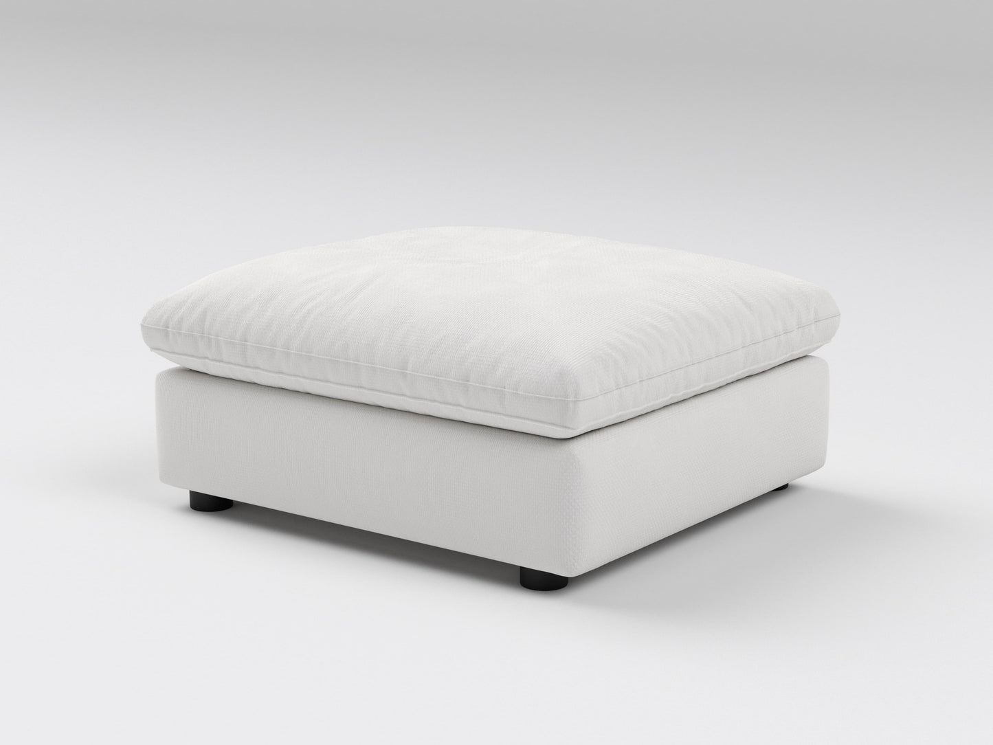 Off-White Ottoman – Right Side Angle – Modular Sofa Piece