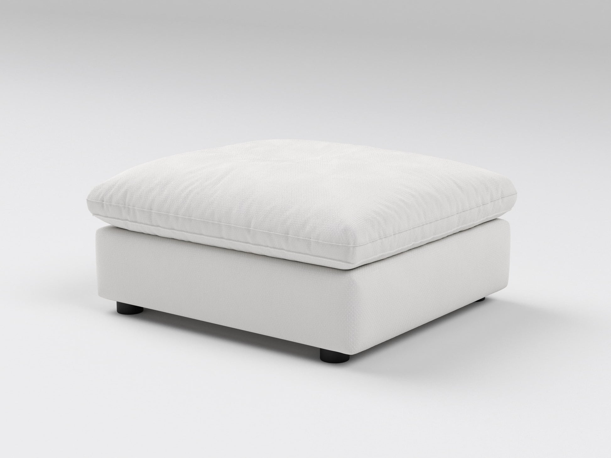 Off-White Ottoman – Right Side Angle – Modular Sofa Piece