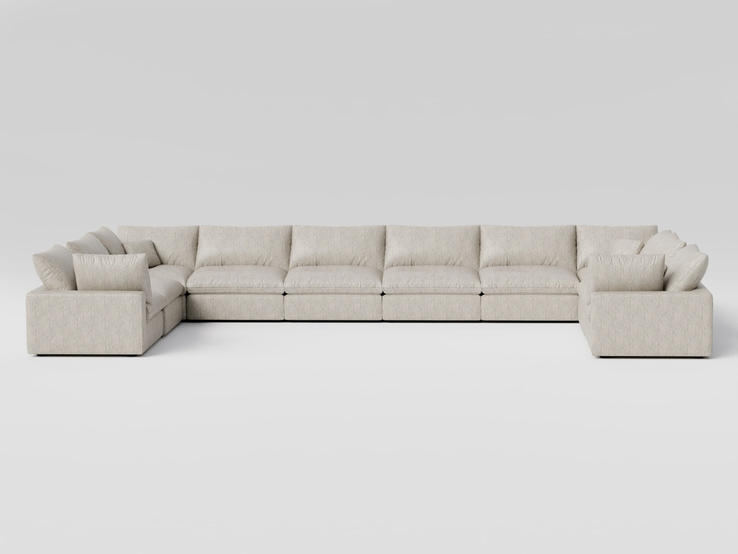 Oversized Gray Modular Sectional – 10-Piece U-Shaped Layout – Deep and Comfortable Seating