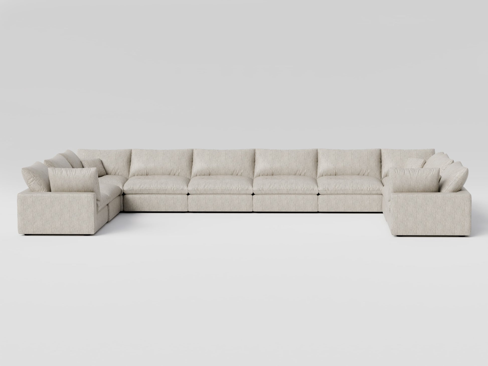 Oversized Gray Modular Sectional – 10-Piece U-Shaped Layout – Deep and Comfortable Seating
