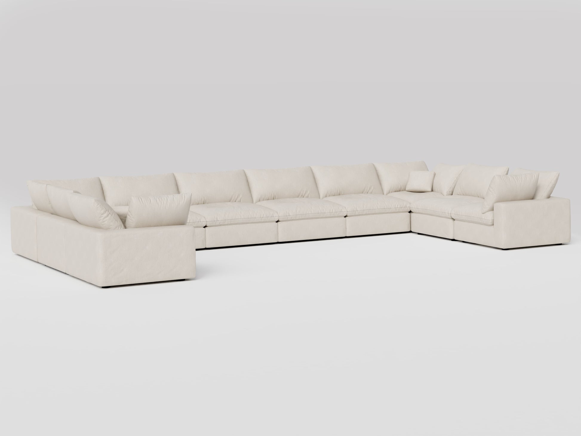 10-Piece Oversized Modular Sectional in Ivory – U-Shape – Deep Seating Sofa for Spacious Living Rooms