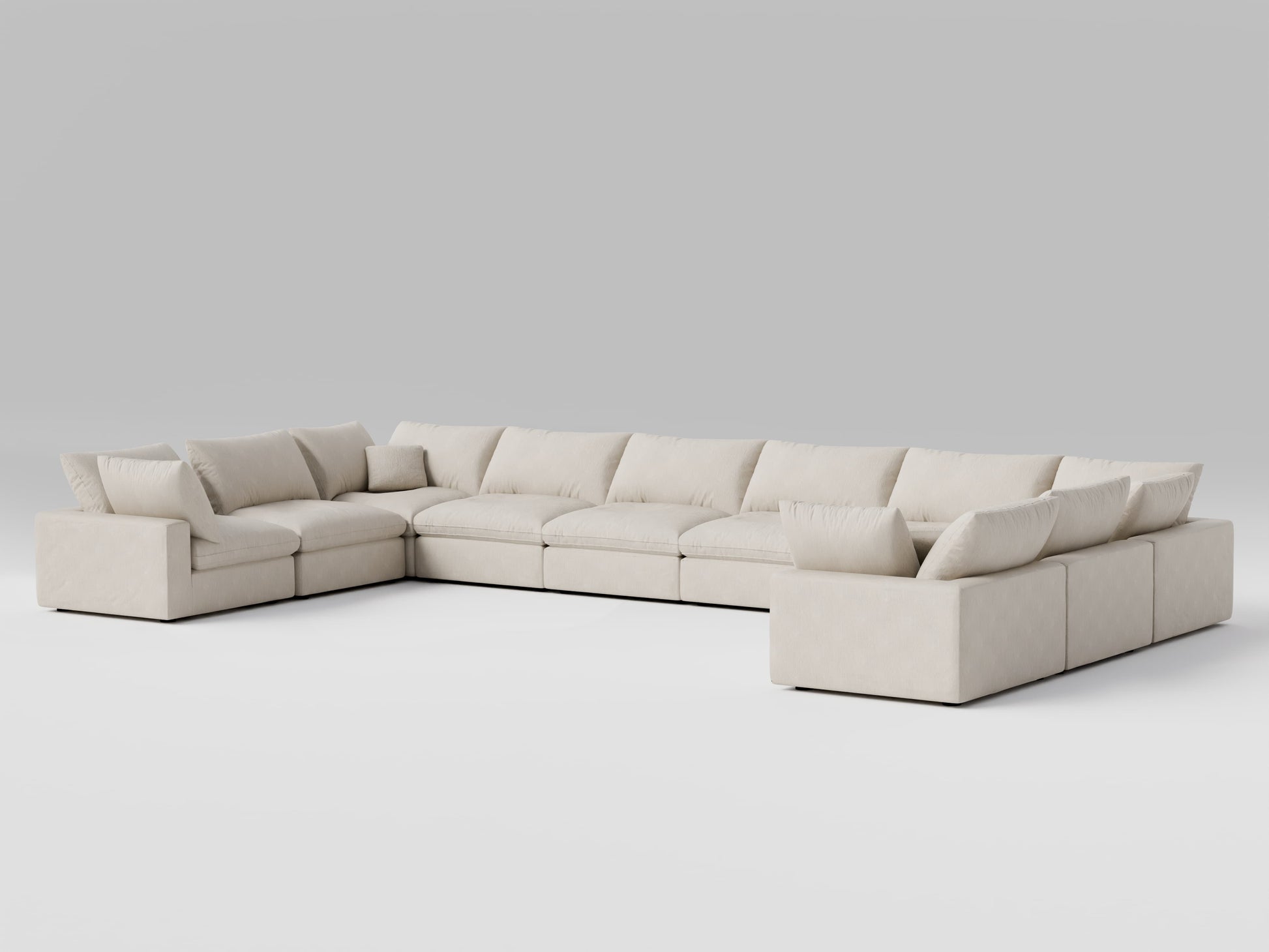 10-Piece Oversized Modular Sectional in Ivory – U-Shape – Deep Seating Sofa for Spacious Living Rooms