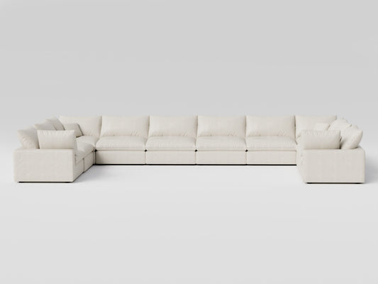 Off-White Oversized 10-Piece Sectional – U-Shape Configuration – Plush Modular Seating